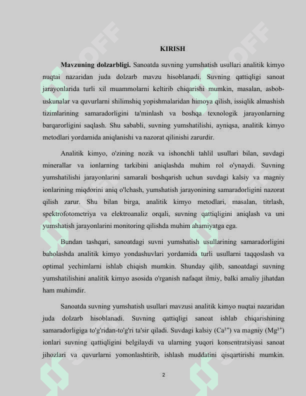 Sanoatda suvning yumshatish usullari 2