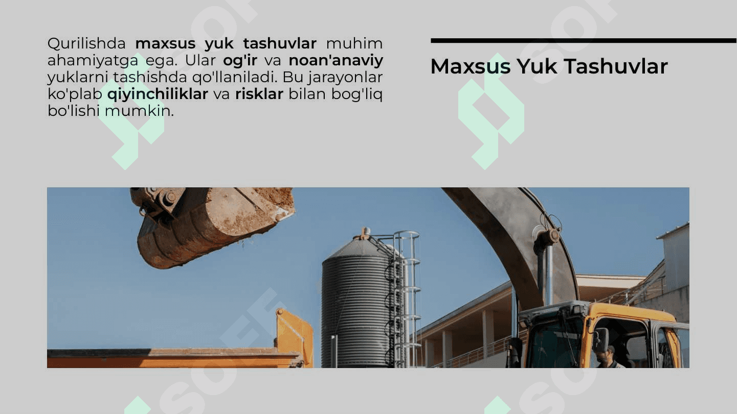 Qurilishdagi maxsus yuk tashuvlarini tashkil etish 3