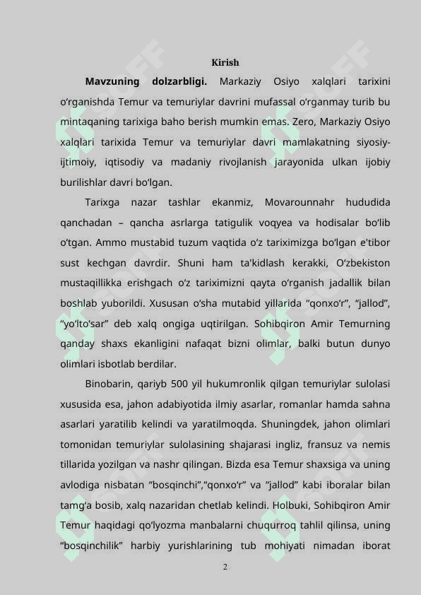 AMIR TEMUR DAVLATINING TASHKIL TOPISHI 2