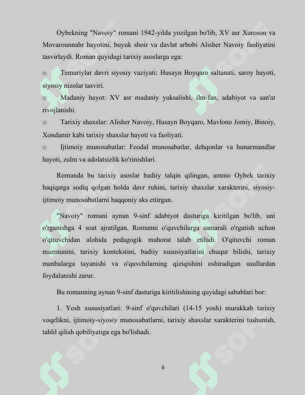 Oybekning "Navoiy" romanini tarixiylik prinsipi asosida o'rganish 6