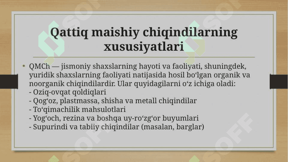 Aholi turar joylarini qattiq maishiy chiqindilardan sanitariya tozalash rejasini ishlab chiqish. 4