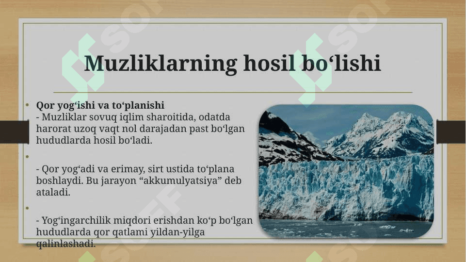 Muzliklarning hosil bilishi va ularning rejini 2
