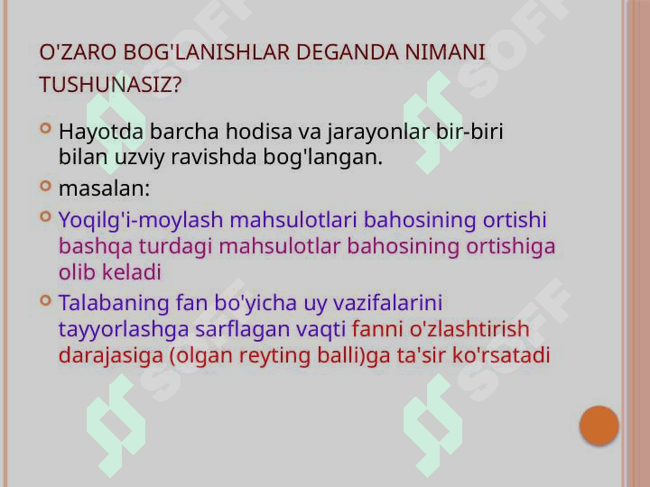 O‘ZARO BOG‘LANISHLARNI STATISTIK O‘RGANISH 3
