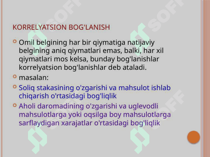 O‘ZARO BOG‘LANISHLARNI STATISTIK O‘RGANISH 6