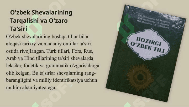 O'zbek shevalarining tarixiy oqimi fan O'zbek dialektologiyasi 3