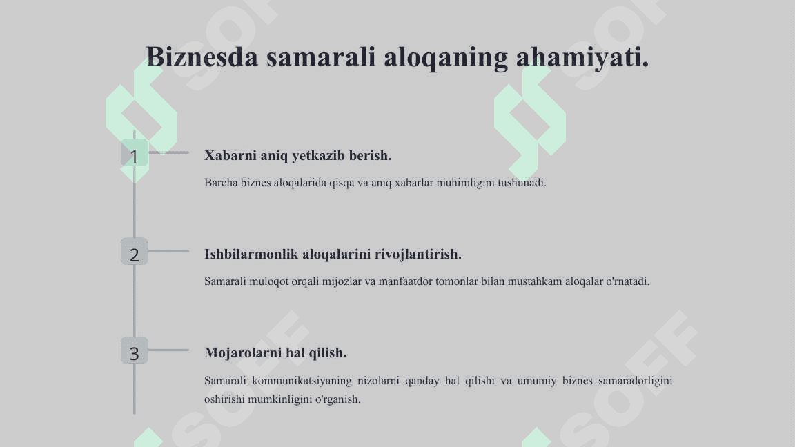 Biznes aloqalarini amalda qo'llash. Biznes aloqalarini nazorat qilish va baholash 4
