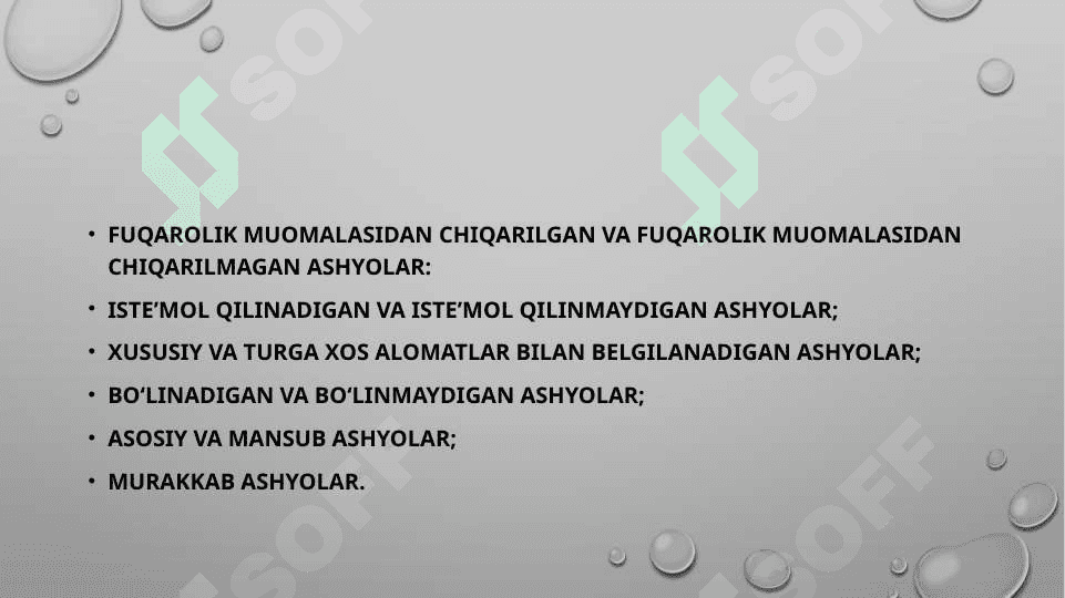 Fuqarolik-huquqiy munosabat obyektlari 6