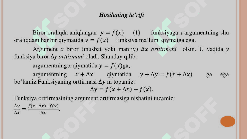 Hosilaning tatbiqlari 7
