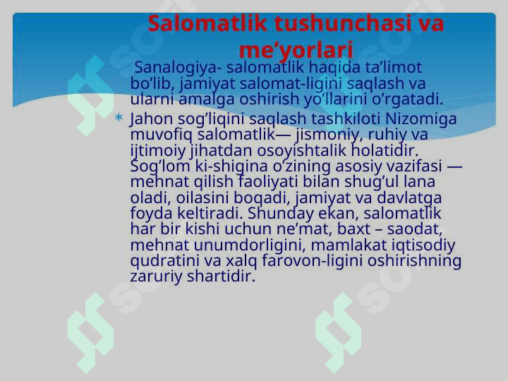 Salomatlik haqida tushuncha, kasallikni oldini olish 3