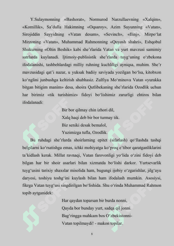 Hozirgi o'zbek she'riyatida ruhiy kechinma 8