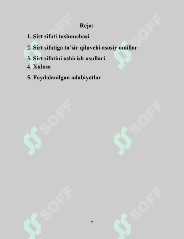Sirt sifatiga ta'sir qiluvchi asosiy omillar. 2
