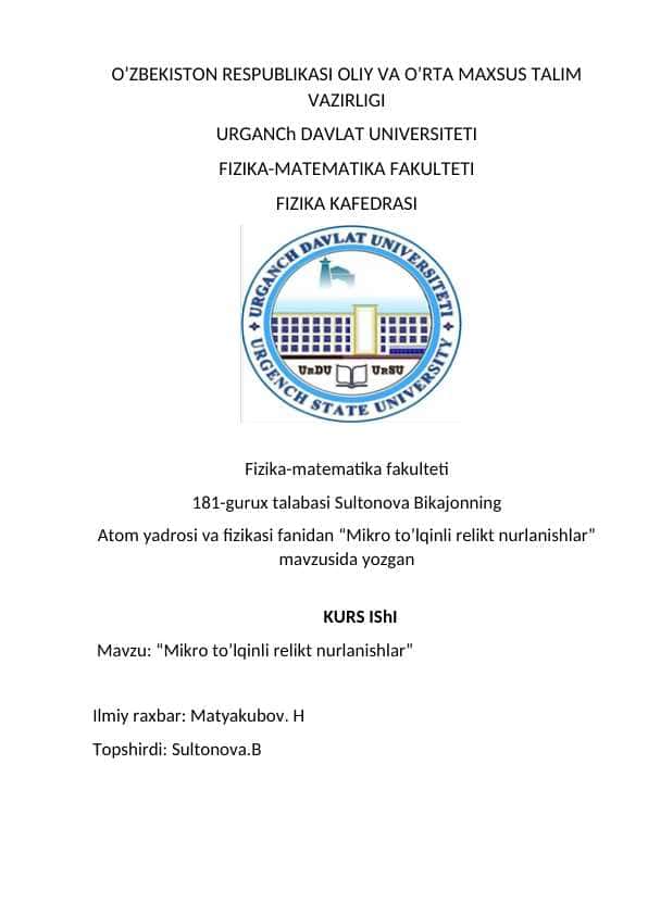 Mikro toʼlqinli relikt nurlanishlar 1