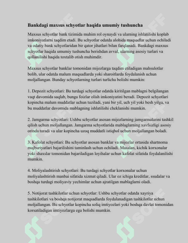 BANKDAGI MAXSUS SCHYOTLARDAGI PUL MABLAG‘LARINI HISOBGA OLUVCHI SCHYOTLAR 2