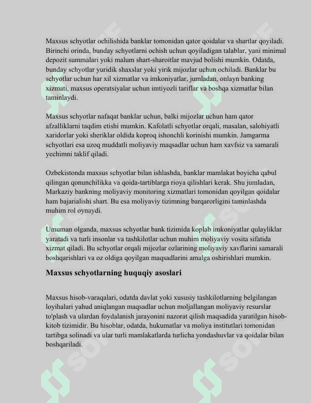BANKDAGI MAXSUS SCHYOTLARDAGI PUL MABLAG‘LARINI HISOBGA OLUVCHI SCHYOTLAR 3