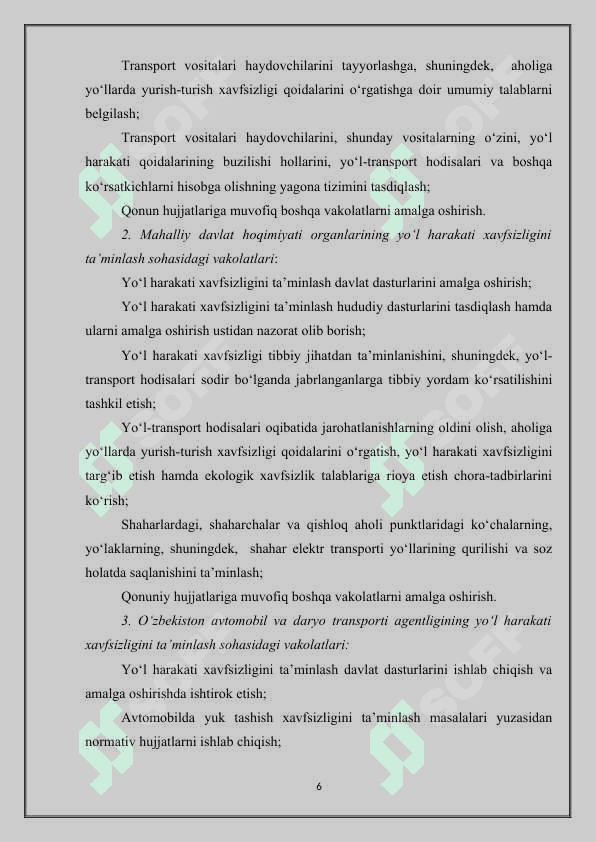 Transport harakati va undan foydalanish xavfsizligiga qarshi jinoyatlarning umumiy tavsifi (nazariya va amaliyot) 6