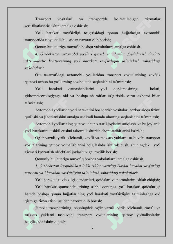 Transport harakati va undan foydalanish xavfsizligiga qarshi jinoyatlarning umumiy tavsifi (nazariya va amaliyot) 7