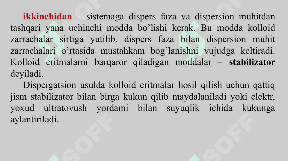 Kolloid sistemalarning olinish usullari 4