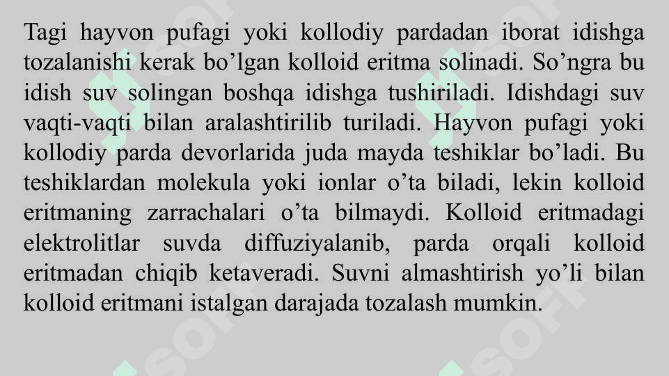 Kolloid sistemalarni tozalash usullari. 4