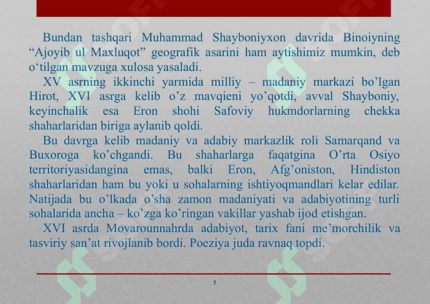 SHAYBONIYLAR DAVRIDA IJTIMOIY-IQTISODIY VA MADANIY TARAQQIYOT 6