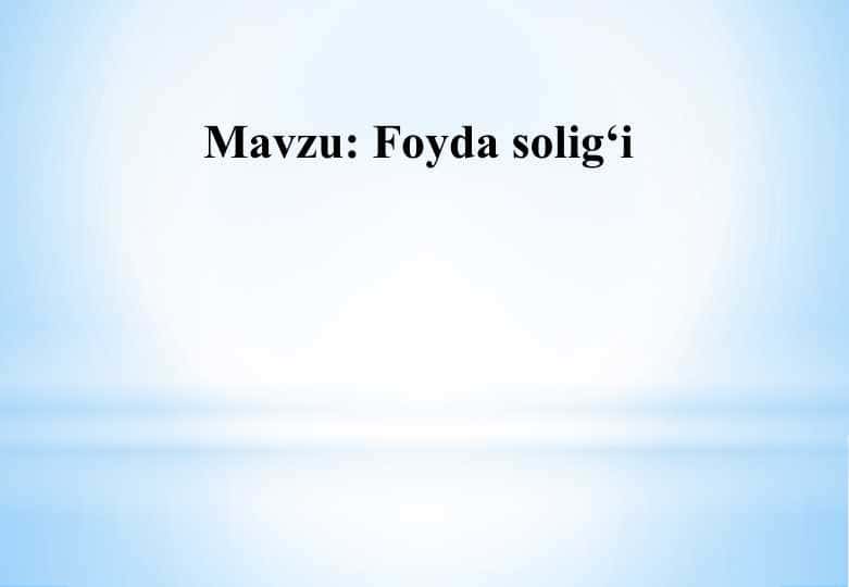 Foyda solig‘i