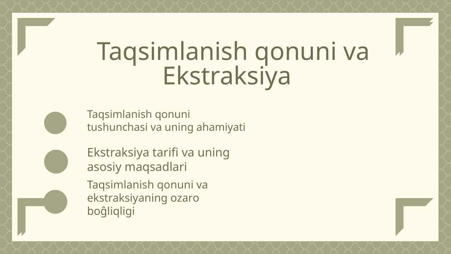 Taqsimlanish qonuni va Ekstraksiya 1