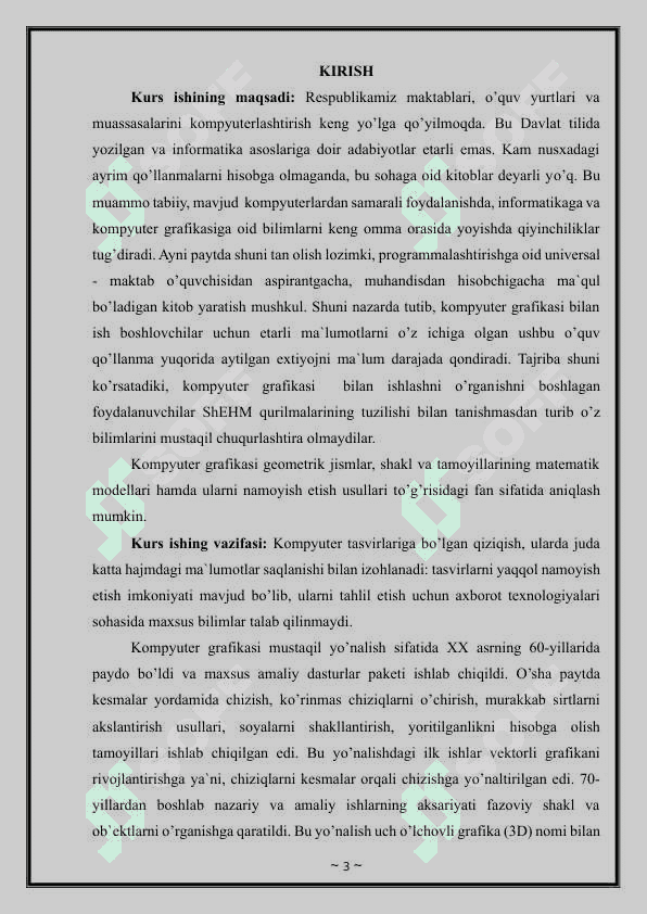 Jamiyatimizda kompyuter grafikasining qo'llanish sohalari va rivojlanish istiqbollari 3