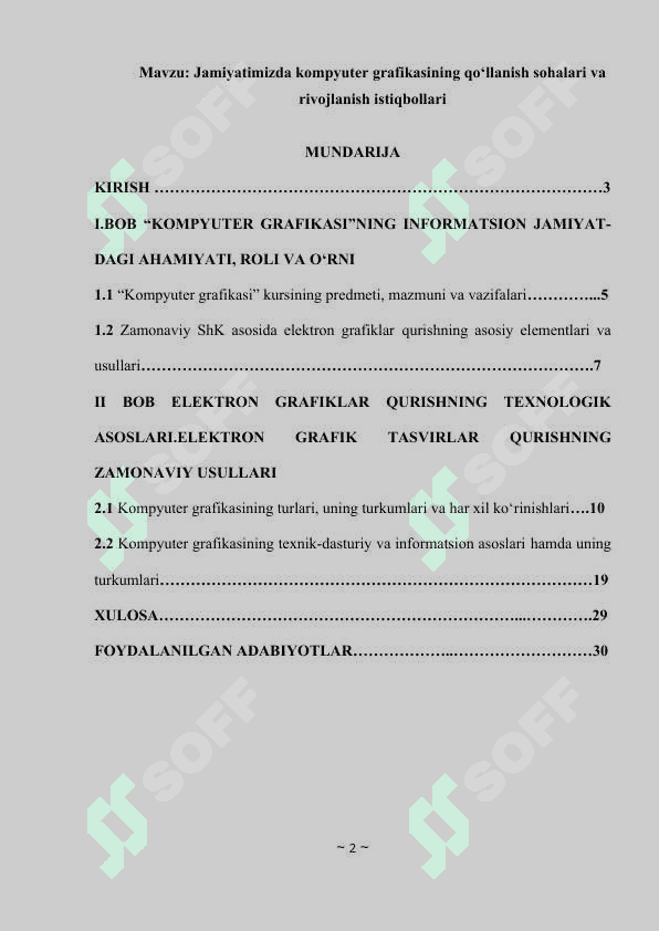 Jamiyatimizda kompyuter grafikasining qo‘llanish sohalari va rivojlanish istiqbollari 2