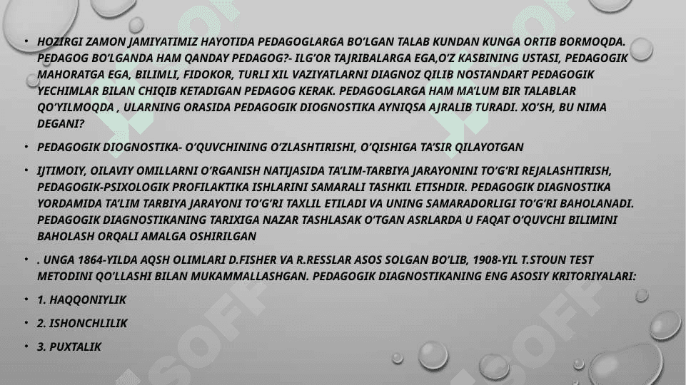 PEDAGOGIK DIAGNOSTIKADA O’QITUVCHINI TARBIYALASH 2