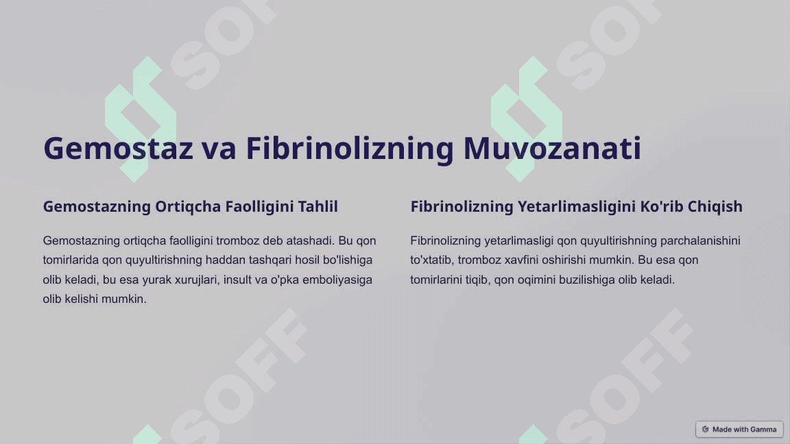 Gemostaz va Fibrinoliz: Qonning To'xtashi va Erituvchi Jarayonlar 4