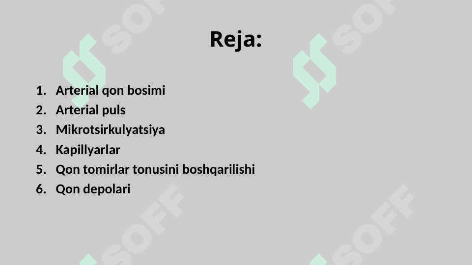Arterial qon bosimi. Mikrotsirkulyatsiya tizimi. Qon tomirlar tonusini boshqarilishi 2