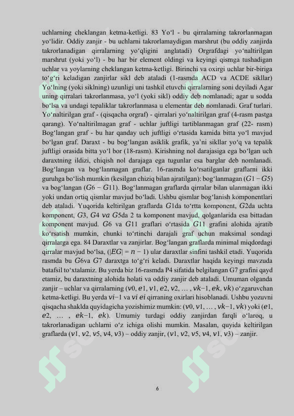 Grafni sikl borligiga tekshirish. Sikillarni topish algoritmi. 6