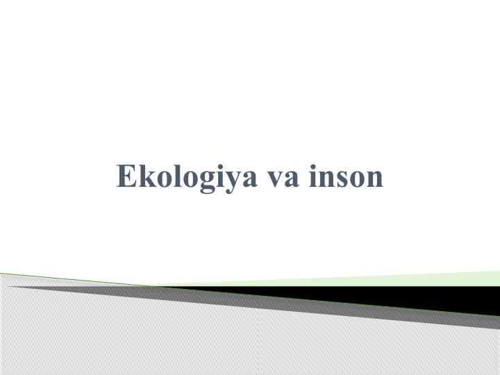 Ekologiya va inson