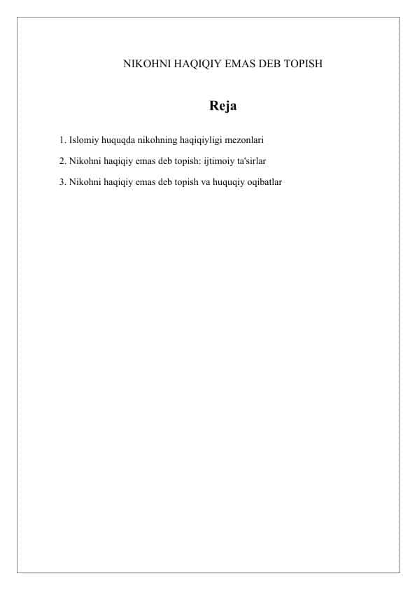 NIKOHNI HAQIQIY EMAS DEB TOPISH 1