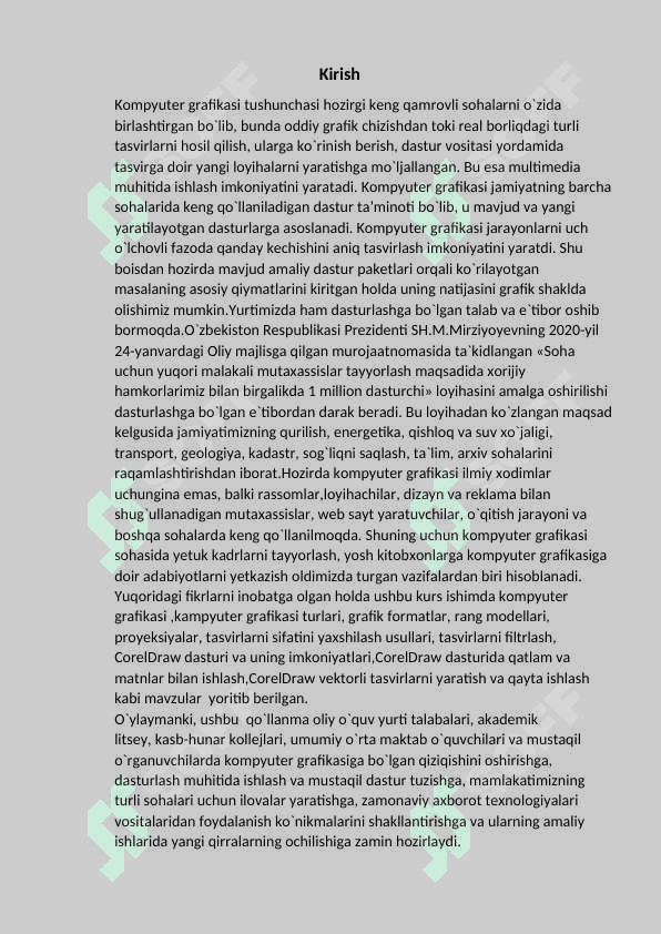 Kompyuter grafikasi bilan ishlovchi dasturlar va ularning imkoniyatlari 3