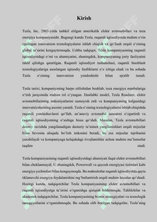 TESLA KAMPANIYASI HAQIDA RAQAMLI IQTISODIYOTDAN SLAYT TAYORLASH KERAK 2