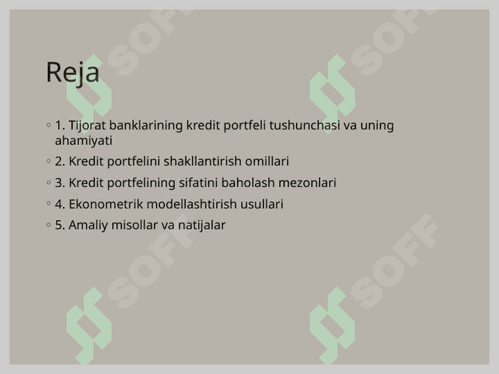 Tijorat banklarining kredit portfelini ekonometrik modellashtirish 2
