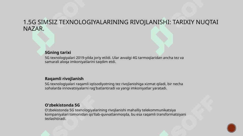 Simsiz texnalogiyalar 5G 3