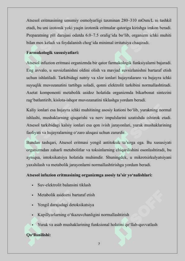 Atsesol infuzion eritmasini sifatini baholash, qadoqlash va o‘rash. 7