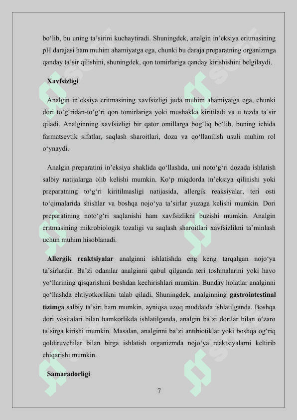 Analgin in’eksiya uchun eritmasini sifatini baholash, qadoqlash va o‘rash. 7