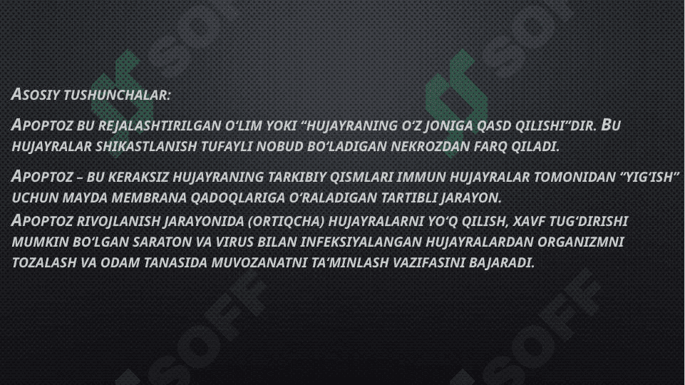 Mavzu: Hujayra apoptozi va  uning biologik ahamiyati 2