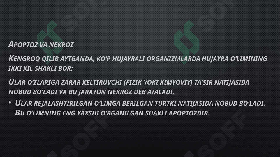 Mavzu: Hujayra apoptozi va  uning biologik ahamiyati 3