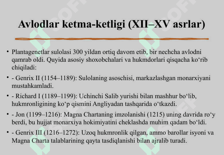 Plantagenetlar davrida Angliya tarixiga oid ilmiy tadqiqotlar 25 5