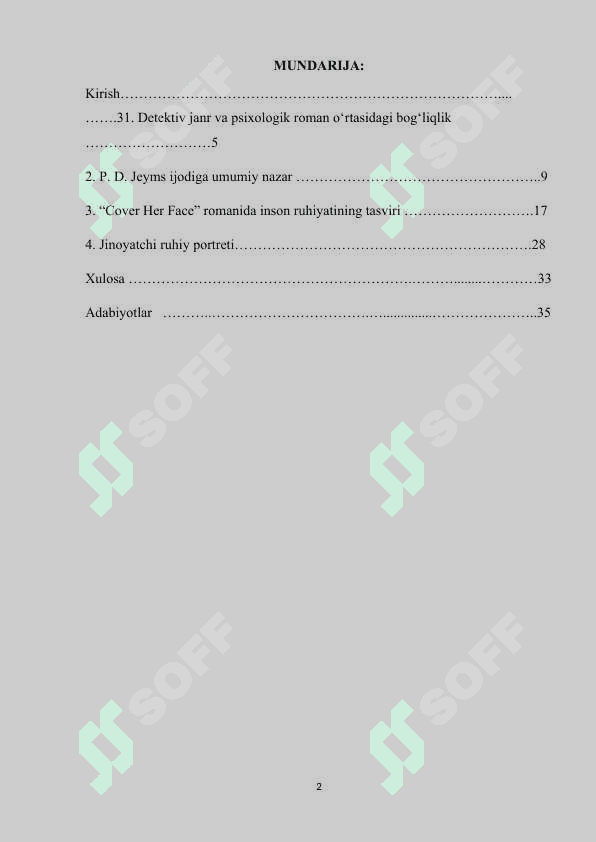 Fillis Doroti Jeymsning " Cover Her Face" asarlarida inson ruhiyati va detektiv janrning uyg'unligi 2
