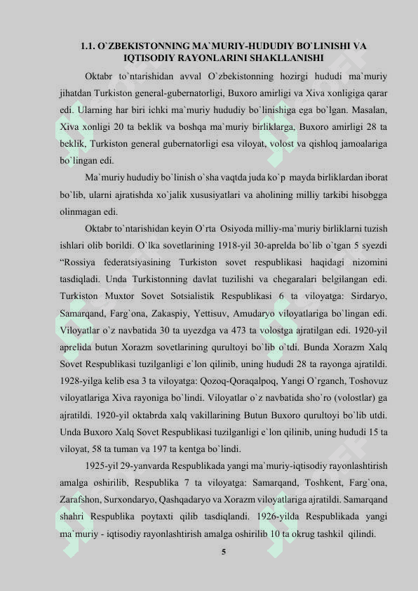 “O`zbekistonni iqtisodiy-geografik rayonlashtirish” 5