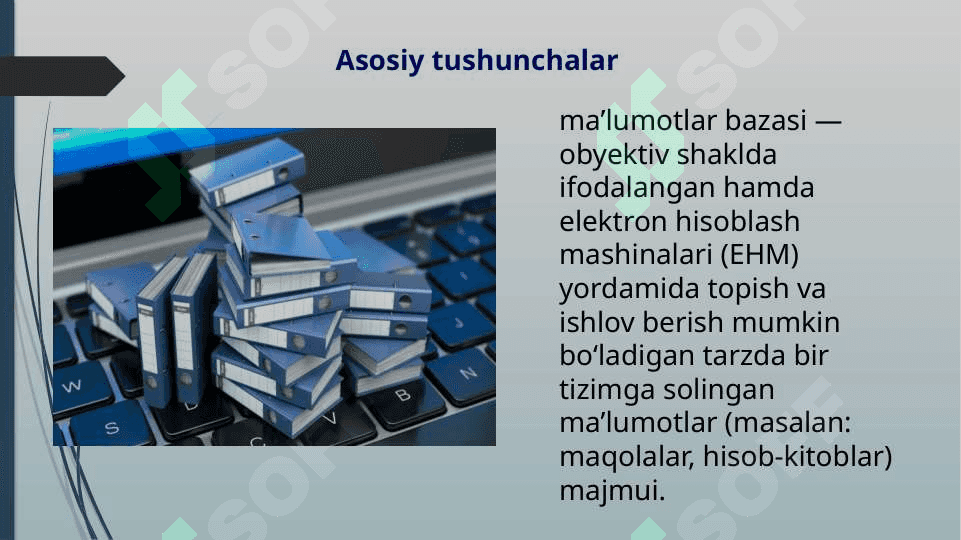EHM uchun yaratilgan dasturlar va ma’lumotlar bazasi. 2