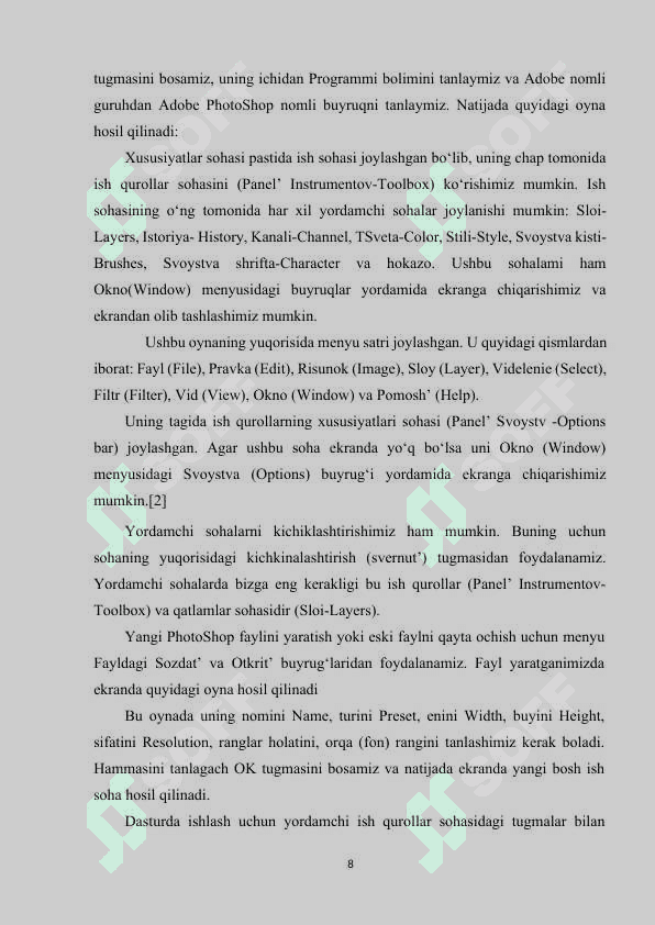 Adobe Photoshopda rasmlar bilan ishlash jarayonida filtrlar va effektlardan foydalanishning ahamiyati 8