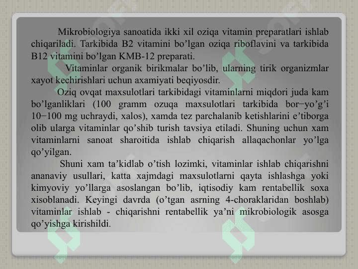 Vitaminlar ishlab chiqarish texnologiyasi 3