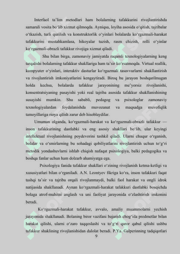 KO’RGAZMALI-HARAKAT VA KO’RGAZMALI-OBRAZLI TAFAKKUR 8