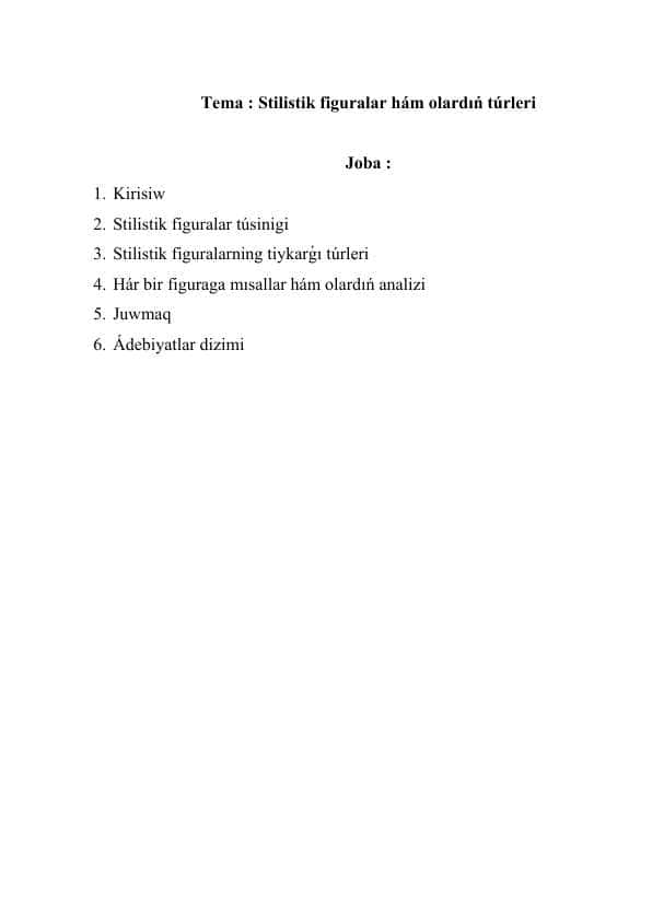 Stilistik figuralar hám olardıń túrleri 1
