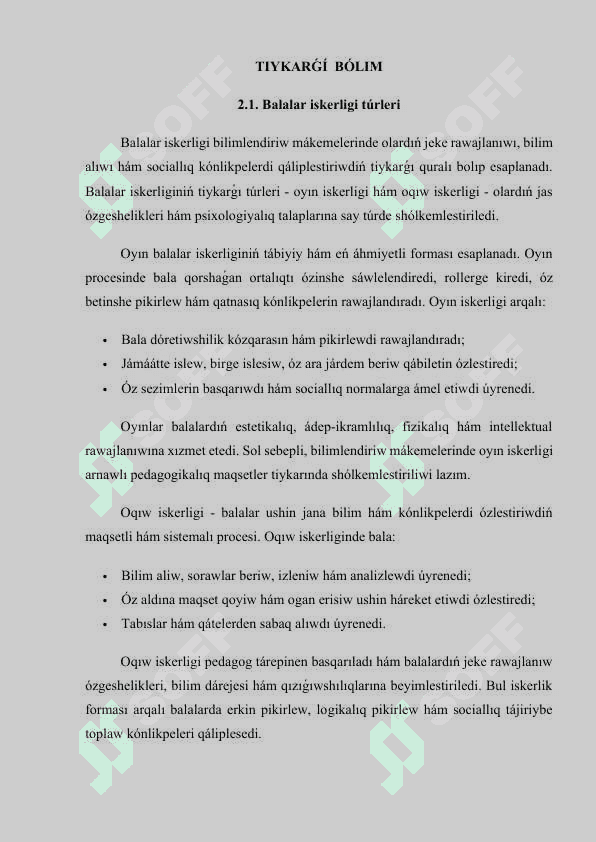 Tálim mákemelerinde balalar iskerligi túrleri hám olardı shólkemlestiriwge qoyılatuǵın ulıwma talaplar. Pedagogikalıq baylanıs hám pedagogikalıq qatnaslar texnologiyası 3